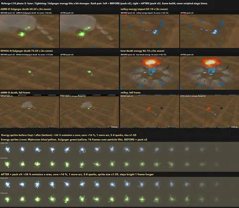 Death, explosion and genesis effects in the live New Look build.