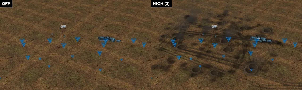 Scorch is getting lighter and dustier next; the craters and wreck smoke already look right.