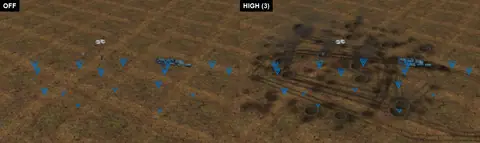 Scorch is getting lighter and dustier next; the craters and wreck smoke already look right.