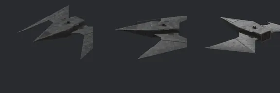 Top row: the 1998 Phantom. Bottom row: our rebuild, same ten angles. Solid dark blades, as in the game.