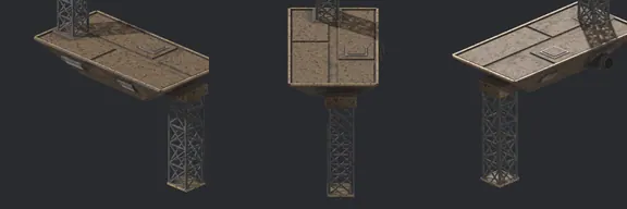 Top row: the 1998 Ohrmu. Bottom row: our rebuild, same ten angles. Kept dark in game, like the original.