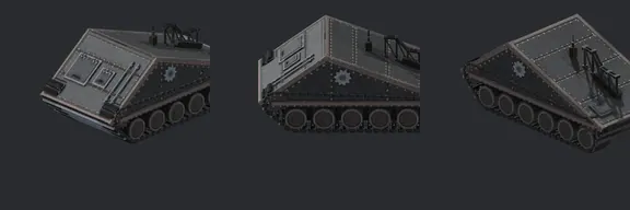 Top row: the 1998 Eisenhans. Bottom row: our rebuild, same ten angles. The pilot unit. Nine versions and a lot of arguing before I picked the rugged v7 over v8 and v9, which looked too clean, almost like toys. Every later unit starts from this recipe.