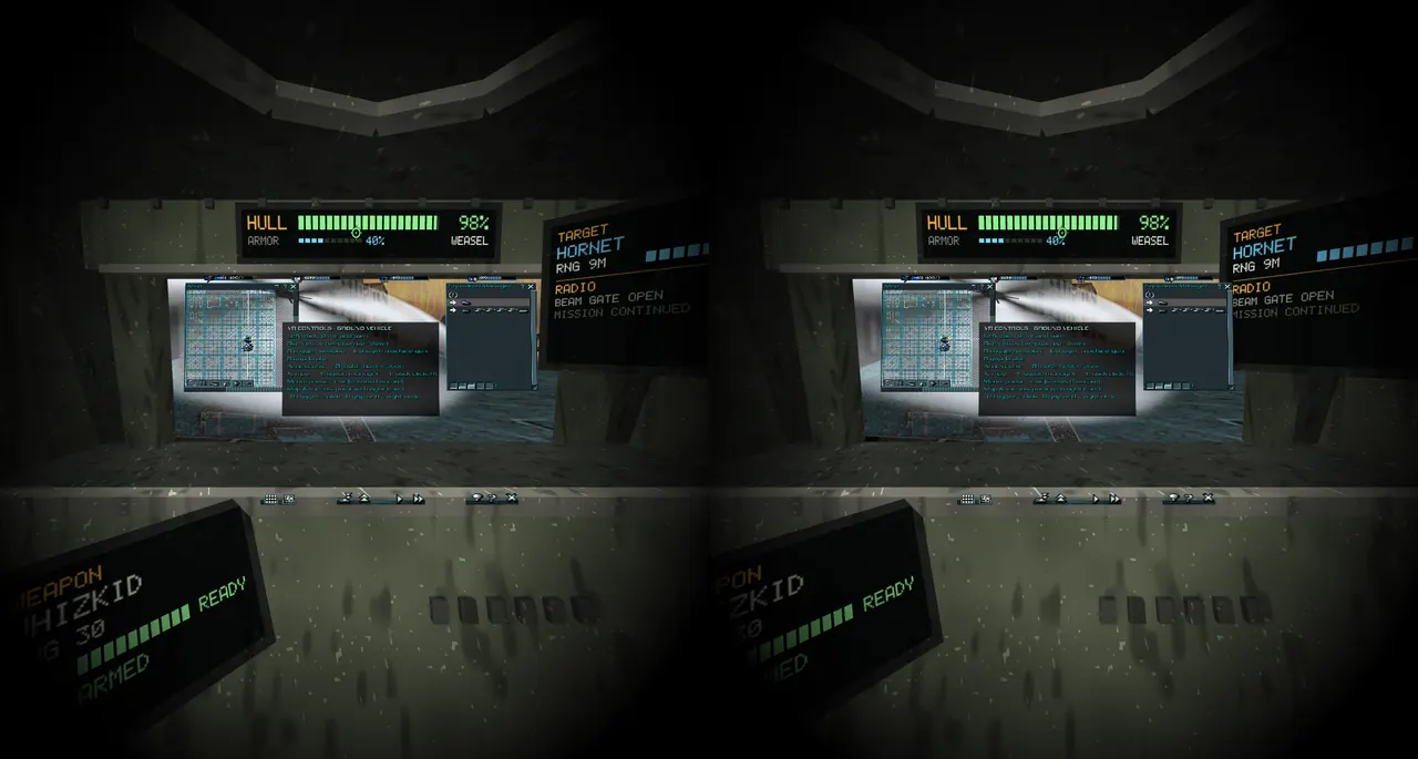 P3: cockpit shells, dash readouts, wrist panel.
