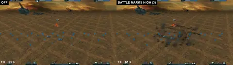A battle sped up, marks off vs high.