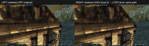 Driving through the city, off vs high.
